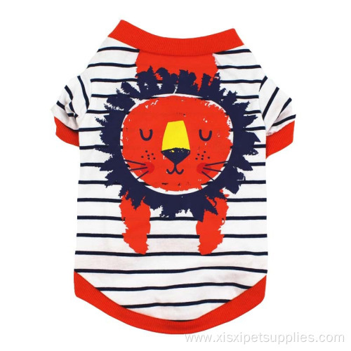 New Autumn striped cotton cartoon printing pet clothes